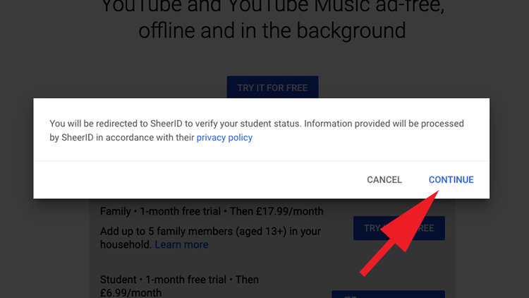 Cómo obtener el descuento para estudiantes de YouTube Premium: verificación inicial