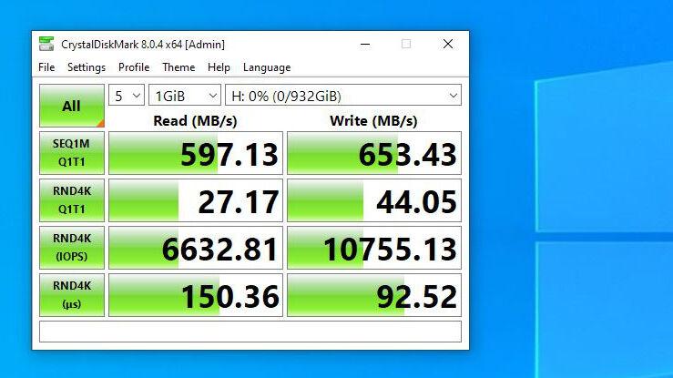 CrystalDiskMark 8.0.4 Configuración predeterminada