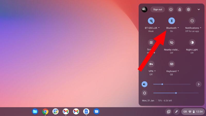 Cómo conectar AirPods a Chromebook: habilitar Bluetooth