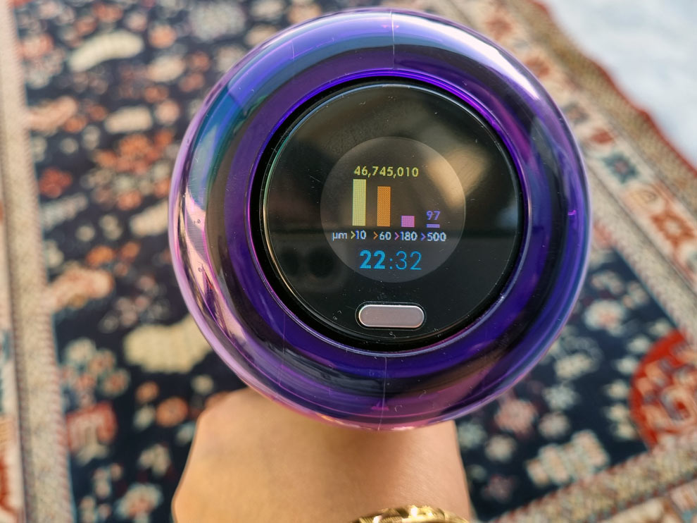 Datos del sensor piezoeléctrico Dyson V12