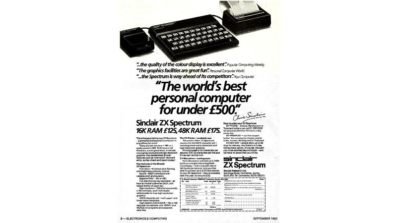 Aniversario de 40 años de ZX Spectrum: anuncio impreso