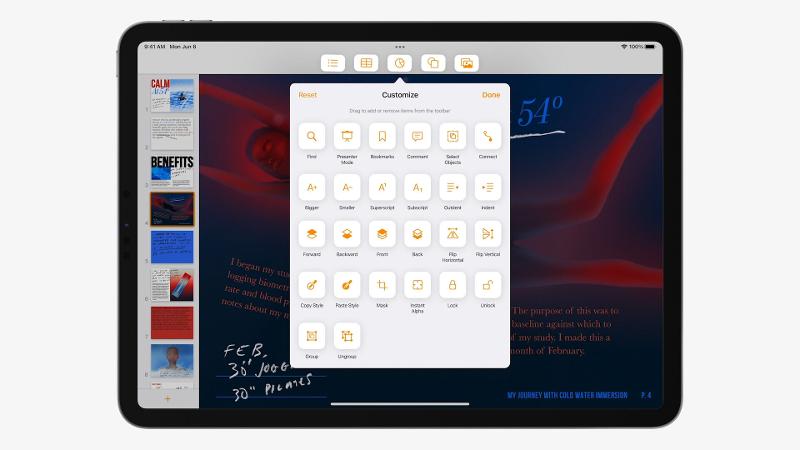 Barras de herramientas personalizadas de iPadOS 16