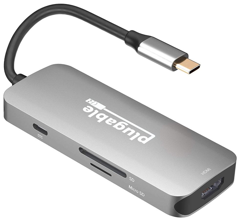 Concentrador multifunción USB-C 7 en 1 enchufable: concentrador USB-C multipuerto asequible