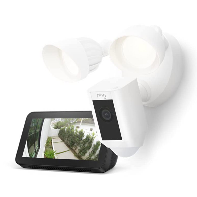 Paquete Ring Floodlight Cam Wired Plus (blanco) con Echo Show 5 (2.ª generación)