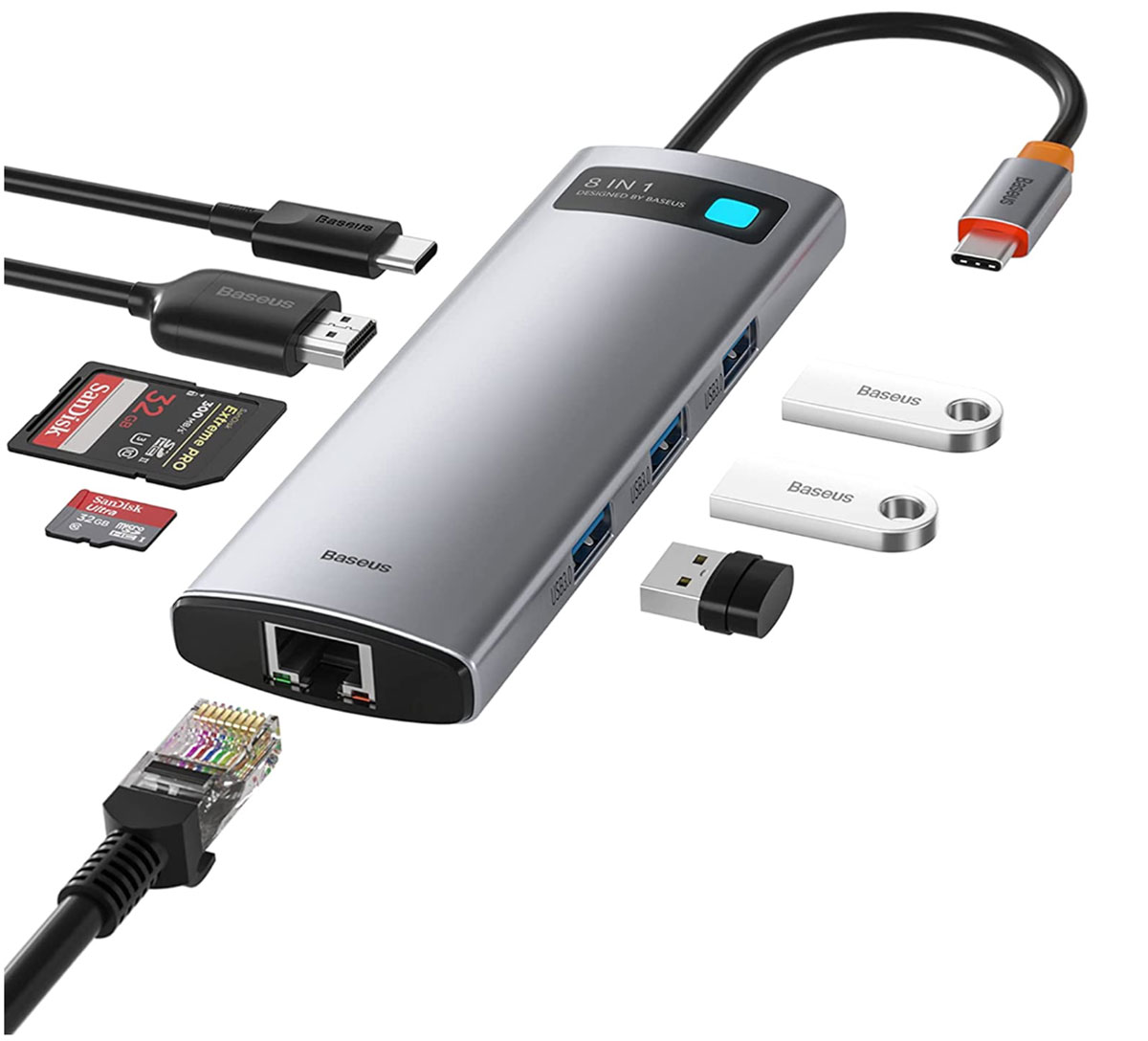 Concentrador USB-C Baseus 8 en 1: el mejor concentrador USB-C con Gigabit Ethernet