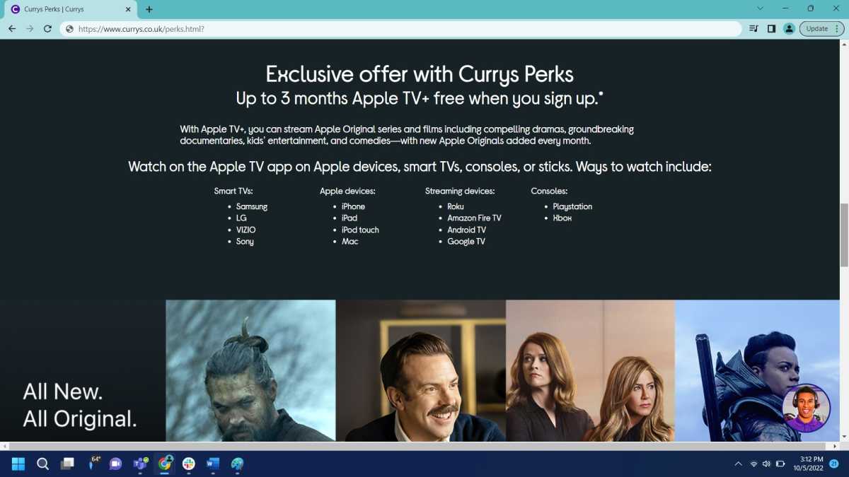 Currys Perks para Apple TV+ captura de pantalla