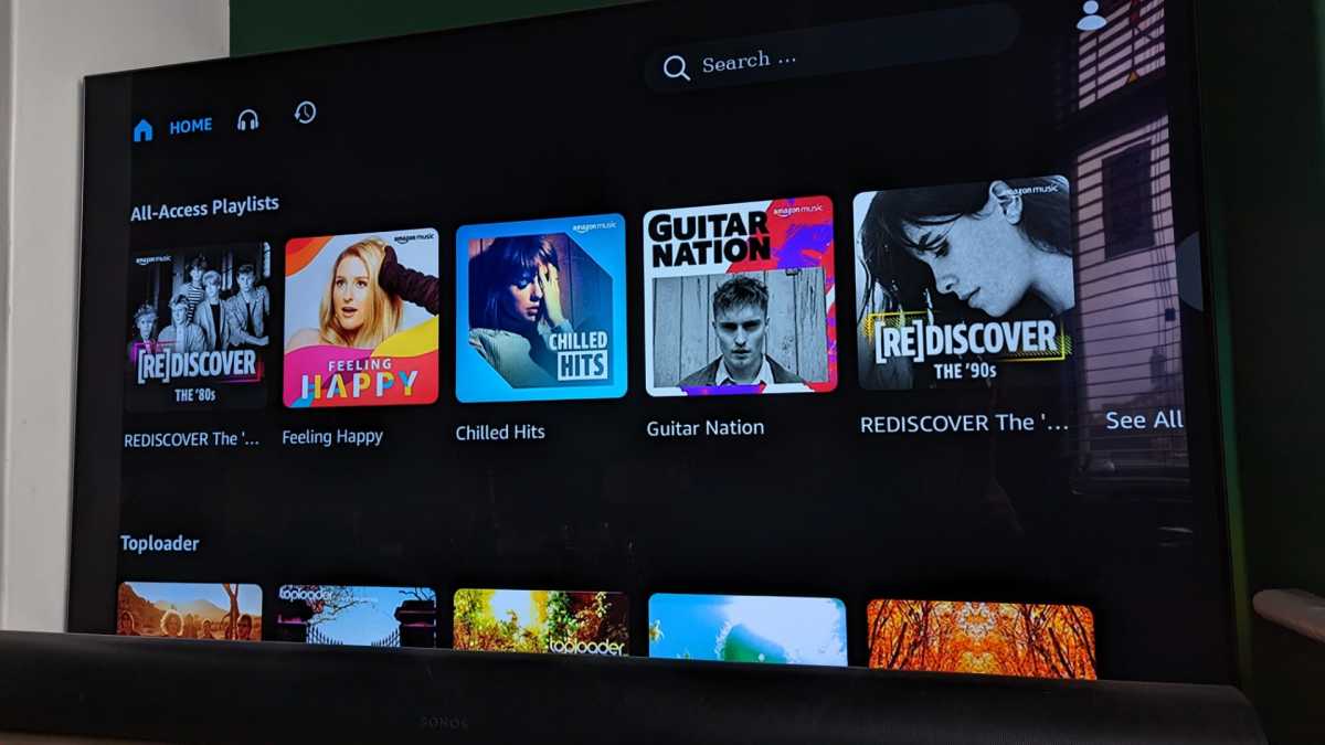 Interfaz de la aplicación Amazon Music en Sky Q