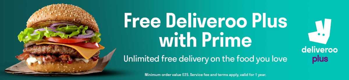 Deliveroo Plus con banner de Amazon Prime
