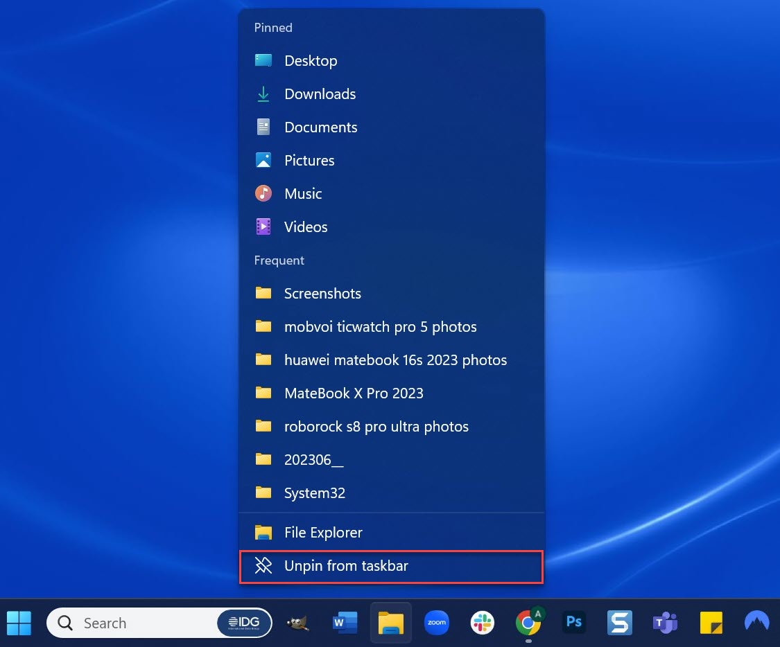 Captura de pantalla del método de permanecer enfocado de Windows 11