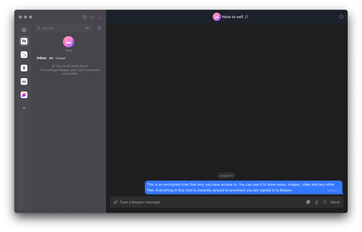 Screenshot of Beeper app on Mac