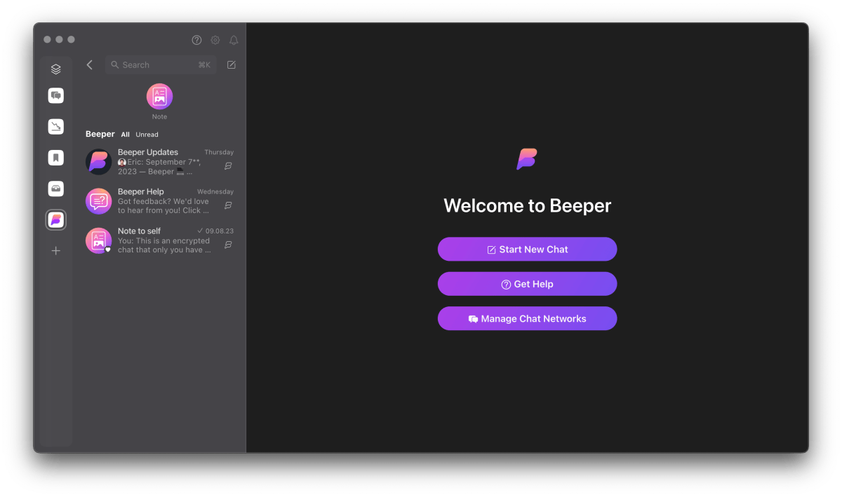 Screenshot of Beeper app on Mac