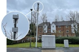 Image of VMO2 smart pole with small cell technology