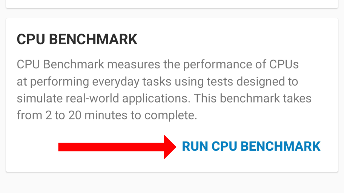 Opción de prueba de CPU en Geekbench para Android