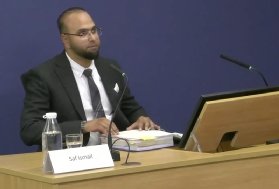 Photo of Saf Ismail, subpostmaster non-executive director at Post Office, during the Post Office Horizon IT Inquiry