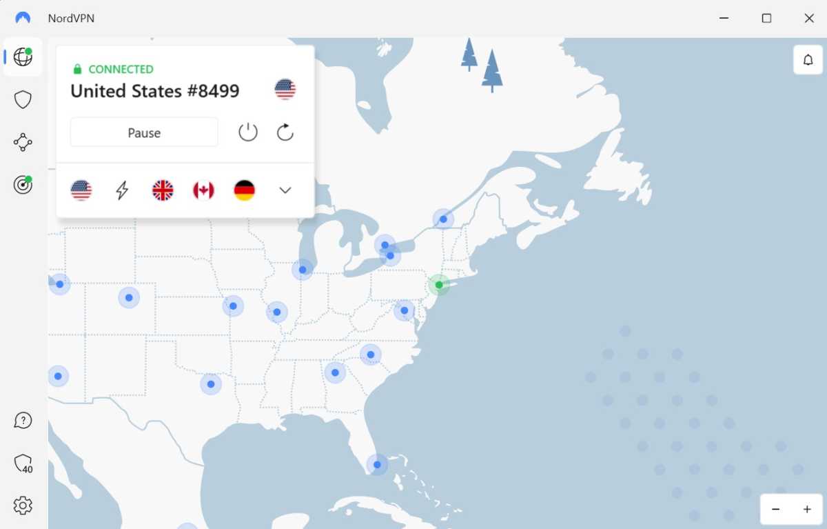 NordVPN conectado a un servidor de EE. UU.