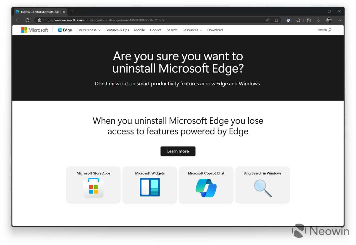 Página de soporte falso de Microsoft Edge