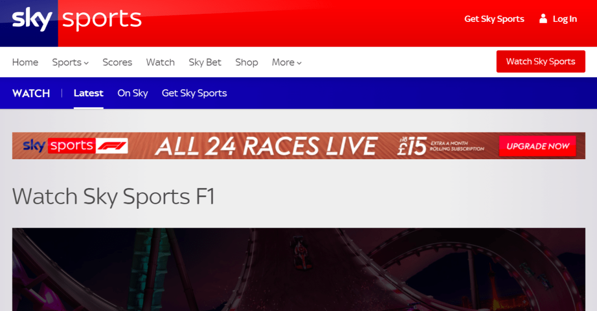 Página de reloj Sky Sports F1